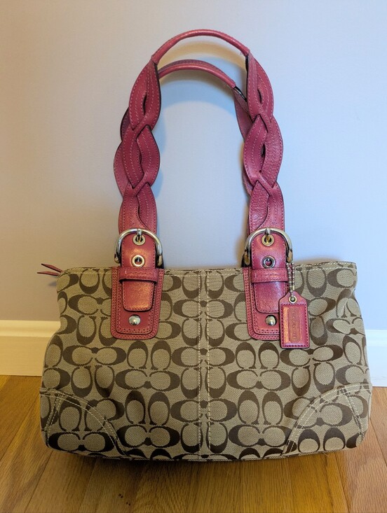Coach Handbags - Coach Signature Print Shoulder Bag.